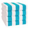 American Soft Linen Cabana Striped Beach Towels, 30x60 inch 4 Piece Oversize Pool Towels, Quick Drying Sand Free Swim Towels, Turquoise Blue view 1