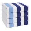American Soft Linen Cabana Striped Beach Towels, 30x60 inch 4 Piece Oversize Pool Towels, Quick Drying Sand Free Swim Towels, Navy-Sky Blue view 1