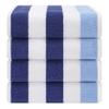 American Soft Linen Cabana Striped Beach Towels, 30x60 inch 4 Piece Oversize Pool Towels, Quick Drying Sand Free Swim Towels, Navy-Sky Blue view 2