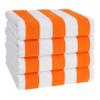 American Soft Linen Cabana Striped Beach Towels, 30x60 inch 4 Piece Oversize Pool Towels, Quick Drying Sand Free Swim Towels, Orange view 1