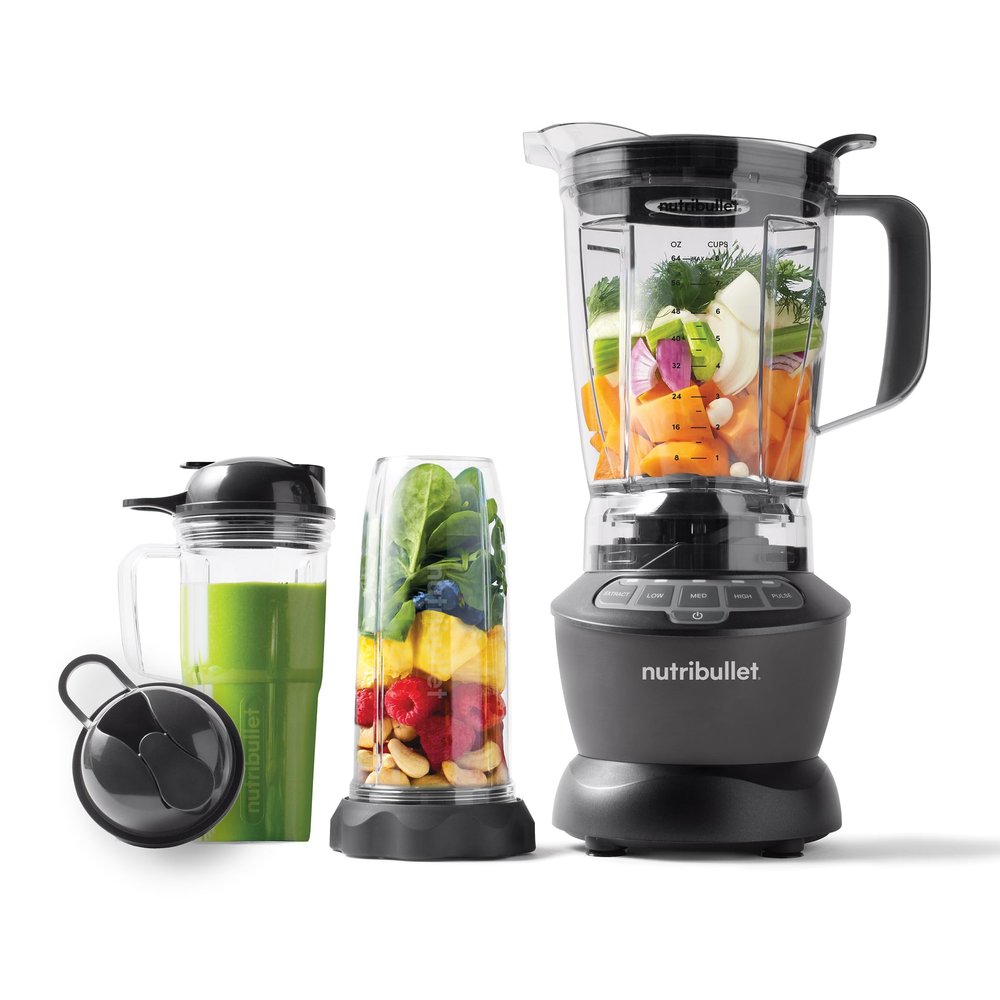 Nutribullet Full-Size Blender Combo, Single-Serve & Large Capacity, 1200W, 64oz Pitcher, 32oz Cup, Extractor Blade, 3-Speed, Pulse, Smoothies, Soups, Sauces, Easy Cleaning, Dark Gray, NBF50500