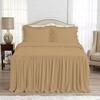 4 Piece Long Ruffle Sheet Set, 20" Inch Long Ruffle On Corner of The Flat Sheet, 28 Inch Deep Pocket, 100% Egyptian Cotton, 1000 TC, King Size, Solid Taupe view 2