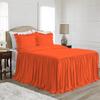 4 Piece Long Ruffle Sheet Set, 20" Inch Long Ruffle On Corner of The Flat Sheet, 12 Inch Deep Pocket, 100% Egyptian Cotton, 1000 TC, Cal King Size, Solid Orange view 1