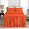 4 Piece Long Ruffle Sheet Set, 20" Inch Long Ruffle On Corner of The Flat Sheet, 12 Inch Deep Pocket, 100% Egyptian Cotton, 1000 TC, Cal King Size, Solid Orange view 2