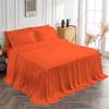 4 Piece Long Ruffle Sheet Set, 20" Inch Long Ruffle On Corner of The Flat Sheet, 12 Inch Deep Pocket, 100% Egyptian Cotton, 1000 TC, Cal King Size, Solid Orange view 3