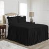 4 Piece Long Ruffle Sheet Set, 20" Inch Long Ruffle On Corner of The Flat Sheet, 28 Inch Deep Pocket, 100% Egyptian Cotton, 1000 TC, King Size, Solid Black view 1