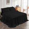 4 Piece Long Ruffle Sheet Set, 20" Inch Long Ruffle On Corner of The Flat Sheet, 28 Inch Deep Pocket, 100% Egyptian Cotton, 1000 TC, King Size, Solid Black view 3
