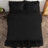4 Piece Long Ruffle Sheet Set, 20" Inch Long Ruffle On Corner of The Flat Sheet, 28 Inch Deep Pocket, 100% Egyptian Cotton, 1000 TC, King Size, Solid Black view 4