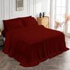 4 Piece Long Ruffle Sheet Set, 20" Inch Long Ruffle On Corner of The Flat Sheet, 24 Inch Deep Pocket, 100% Egyptian Cotton, 1000 TC, Twin Size, Solid Burgundy view 3