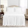 4 Piece Long Ruffle Sheet Set, 20" Inch Long Ruffle On Corner of The Flat Sheet, 28 Inch Deep Pocket, 100% Egyptian Cotton, 1000 TC, Full Size, Solid White view 2