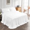 4 Piece Long Ruffle Sheet Set, 20" Inch Long Ruffle On Corner of The Flat Sheet, 28 Inch Deep Pocket, 100% Egyptian Cotton, 1000 TC, Full Size, Solid White view 3