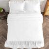 4 Piece Long Ruffle Sheet Set, 20" Inch Long Ruffle On Corner of The Flat Sheet, 28 Inch Deep Pocket, 100% Egyptian Cotton, 1000 TC, Full Size, Solid White view 4
