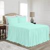 4 Piece Long Ruffle Sheet Set, 20" Inch Long Ruffle On Corner of The Flat Sheet, 28 Inch Deep Pocket, 100% Egyptian Cotton, 1000 TC, King Size, Solid Aqua Blue view 1