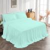 4 Piece Long Ruffle Sheet Set, 20" Inch Long Ruffle On Corner of The Flat Sheet, 28 Inch Deep Pocket, 100% Egyptian Cotton, 1000 TC, King Size, Solid Aqua Blue view 3