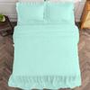4 Piece Long Ruffle Sheet Set, 20" Inch Long Ruffle On Corner of The Flat Sheet, 28 Inch Deep Pocket, 100% Egyptian Cotton, 1000 TC, King Size, Solid Aqua Blue view 4