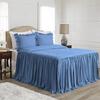 4 Piece Long Ruffle Sheet Set, 25" Inch Long Ruffle On Corner of The Flat Sheet, 8 Inch Deep Pocket, 100% Egyptian Cotton, 1000 TC, Twin XL Size, Solid Medium Blue view 1