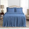 4 Piece Long Ruffle Sheet Set, 25" Inch Long Ruffle On Corner of The Flat Sheet, 8 Inch Deep Pocket, 100% Egyptian Cotton, 1000 TC, Twin XL Size, Solid Medium Blue view 2