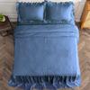 4 Piece Long Ruffle Sheet Set, 25" Inch Long Ruffle On Corner of The Flat Sheet, 8 Inch Deep Pocket, 100% Egyptian Cotton, 1000 TC, Twin XL Size, Solid Medium Blue view 4