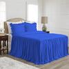 4 Piece Long Ruffle Sheet Set, 25" Inch Long Ruffle On Corner of The Flat Sheet, 8 Inch Deep Pocket, 100% Egyptian Cotton, 1000 TC, Cal King Size, Solid Royal Blue view 1