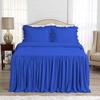 4 Piece Long Ruffle Sheet Set, 25" Inch Long Ruffle On Corner of The Flat Sheet, 8 Inch Deep Pocket, 100% Egyptian Cotton, 1000 TC, Cal King Size, Solid Royal Blue view 2