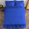 4 Piece Long Ruffle Sheet Set, 25" Inch Long Ruffle On Corner of The Flat Sheet, 8 Inch Deep Pocket, 100% Egyptian Cotton, 1000 TC, Cal King Size, Solid Royal Blue view 4