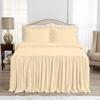 4 Piece Long Ruffle Sheet Set, 20" Inch Long Ruffle On Corner of The Flat Sheet, 18 Inch Deep Pocket, 100% Egyptian Cotton, 1000 TC, King Size, Solid Ivory view 2