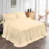 4 Piece Long Ruffle Sheet Set, 20" Inch Long Ruffle On Corner of The Flat Sheet, 18 Inch Deep Pocket, 100% Egyptian Cotton, 1000 TC, King Size, Solid Ivory view 3