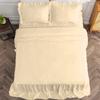 4 Piece Long Ruffle Sheet Set, 20" Inch Long Ruffle On Corner of The Flat Sheet, 18 Inch Deep Pocket, 100% Egyptian Cotton, 1000 TC, King Size, Solid Ivory view 4