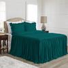 4 Piece Long Ruffle Sheet Set, 20" Inch Long Ruffle On Corner of The Flat Sheet, 28 Inch Deep Pocket, 100% Egyptian Cotton, 1000 TC, Cal King Size, Solid Teal view 1