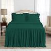 4 Piece Long Ruffle Sheet Set, 25" Inch Long Ruffle On Corner of The Flat Sheet, 8 Inch Deep Pocket, 100% Egyptian Cotton, 1000 TC, Queen Size, Solid Teal Green view 2