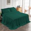 4 Piece Long Ruffle Sheet Set, 25" Inch Long Ruffle On Corner of The Flat Sheet, 8 Inch Deep Pocket, 100% Egyptian Cotton, 1000 TC, Queen Size, Solid Teal Green view 3