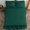 4 Piece Long Ruffle Sheet Set, 25" Inch Long Ruffle On Corner of The Flat Sheet, 8 Inch Deep Pocket, 100% Egyptian Cotton, 1000 TC, Queen Size, Solid Teal Green view 4