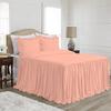 4 Piece Long Ruffle Sheet Set, 25" Inch Long Ruffle On Corner of The Flat Sheet, 8 Inch Deep Pocket, 100% Egyptian Cotton, 1000 TC, Twin Size, Solid Peach view 1