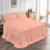 4 Piece Long Ruffle Sheet Set, 25" Inch Long Ruffle On Corner of The Flat Sheet, 8 Inch Deep Pocket, 100% Egyptian Cotton, 1000 TC, Twin Size, Solid Peach view 3