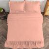 4 Piece Long Ruffle Sheet Set, 25" Inch Long Ruffle On Corner of The Flat Sheet, 8 Inch Deep Pocket, 100% Egyptian Cotton, 1000 TC, Twin Size, Solid Peach view 4