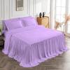 4 Piece Long Ruffle Sheet Set, 25" Inch Long Ruffle On Corner of The Flat Sheet, 8 Inch Deep Pocket, 100% Egyptian Cotton, 1000 TC, Cal King Size, Solid Lavender view 3
