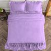 4 Piece Long Ruffle Sheet Set, 25" Inch Long Ruffle On Corner of The Flat Sheet, 8 Inch Deep Pocket, 100% Egyptian Cotton, 1000 TC, Cal King Size, Solid Lavender view 4