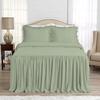 4 Piece Long Ruffle Sheet Set, 25" Inch Long Ruffle On Corner of The Flat Sheet, 10 Inch Deep Pocket, 100% Egyptian Cotton, 1000 TC, Full Size, Solid Light Sage view 2