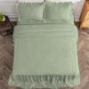 4 Piece Long Ruffle Sheet Set, 25" Inch Long Ruffle On Corner of The Flat Sheet, 10 Inch Deep Pocket, 100% Egyptian Cotton, 1000 TC, Full Size, Solid Light Sage view 4