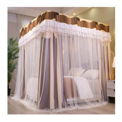 Bed Canopy Double Layer Bed Awning in Patchwork Color, Thickened and Densified Blackout Curtain, with Stainless Steel Bracket (Color : A5, Size : 180x200x200cm)