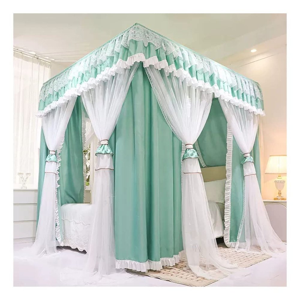 Bed Canopy Deluxe Princess Wind Bed Canopy, Double Layer Blackout, Windproof and dustproof Curtain, Easy to Install with Bracket (Color : A2, Size : 180x200x200cm)