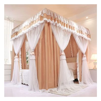 Bed Canopy Court Wind Bed Canopy, with Blackout Top and Encrypted Curtain Yarn, Stainless Steel Bracket for Easy Installation (Color : A1, Size : 150X200X200CM)