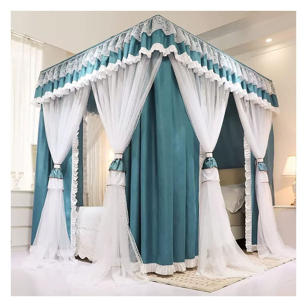 Bed Canopy Deluxe Princess Wind Bed Canopy, Double Layer Blackout, Windproof and dustproof Curtain, Easy to Install with Bracket (Color : A4, Size : 180x200x200cm)