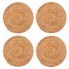 UPTALY 4 pcs Natural Rattan Placemats (6.3 inch), Hand Woven, 0.5 cm Thick, Non Slip Table Mat, Heat Resistant Round Place Mats, for Kitchen Countertop view 1