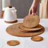 UPTALY 4 pcs Natural Rattan Placemats (6.3 inch), Hand Woven, 0.5 cm Thick, Non Slip Table Mat, Heat Resistant Round Place Mats, for Kitchen Countertop view 3