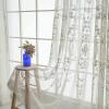 34x72 Sheer Curtains for Kids Room, Linen White Curtains Bedroom Flower Embroidered Grommet 72 Inch Curtains Farmhouse view 2