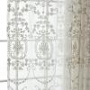 34x72 Sheer Curtains for Kids Room, Linen White Curtains Bedroom Flower Embroidered Grommet 72 Inch Curtains Farmhouse view 4