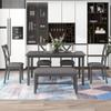 Aiuyesuo 6-Piece Kitchen Dining Room Table Set, Farmhouse Rustic Solid Wood Rectangular Dining Table with 4 Fabric Upholstered Chairs and Bench, Family Dining Kitchen Set for 6 (Gray-N) view 1