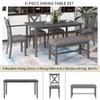 Aiuyesuo 6-Piece Kitchen Dining Room Table Set, Farmhouse Rustic Solid Wood Rectangular Dining Table with 4 Fabric Upholstered Chairs and Bench, Family Dining Kitchen Set for 6 (Gray-N) view 3