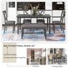 Aiuyesuo 6-Piece Kitchen Dining Room Table Set, Farmhouse Rustic Solid Wood Rectangular Dining Table with 4 Fabric Upholstered Chairs and Bench, Family Dining Kitchen Set for 6 (Gray-N) view 4